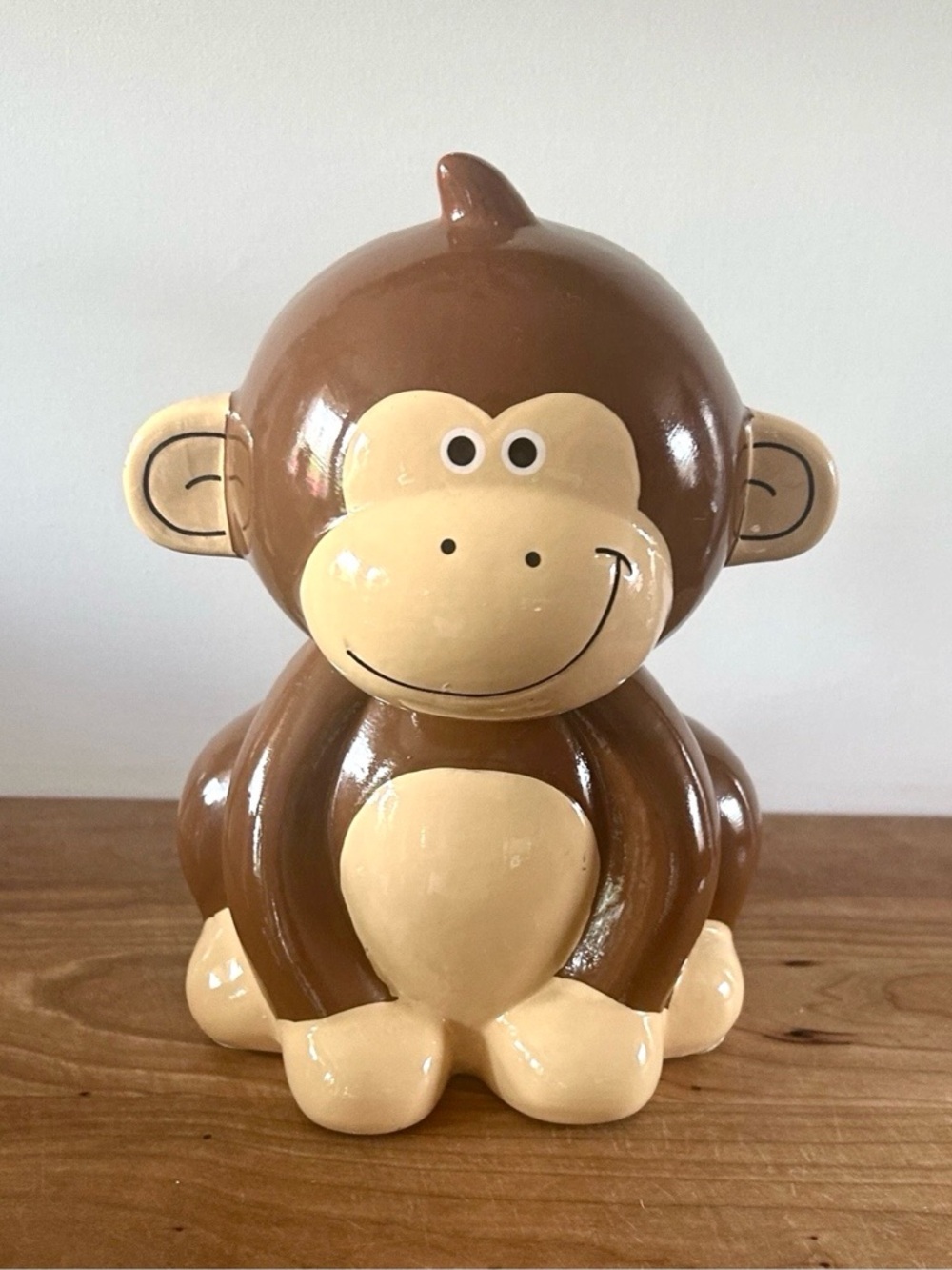 Ceramic Starpoint Monkey ‘Piggy’ Bank By FAB NY Brown & Cream 8” x 5.5”